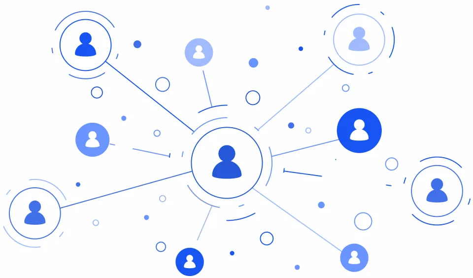 Illustration of interconnected users symbolizing social media connections.